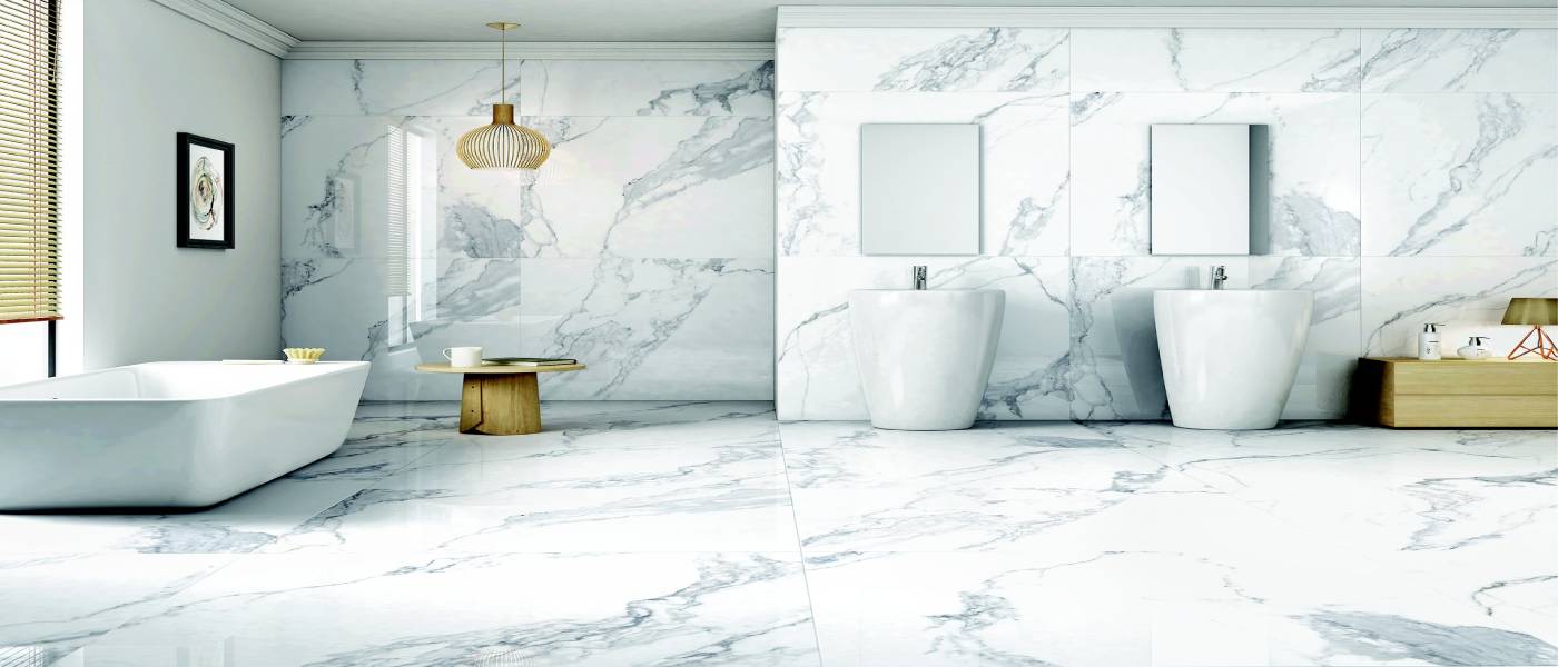 Carrara marble bathroom — Surface Tiling Ltd, East Auckland